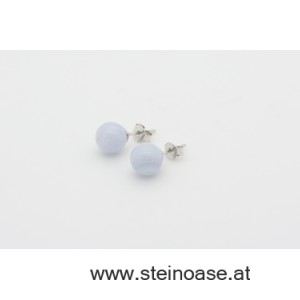 Ohrstecker Chalcedon blau 8mm Silber